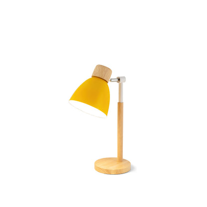 Warm Wooden Table Lamp with Pastel Shades