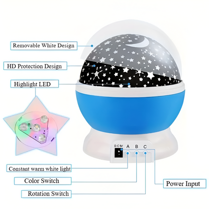 Cosmic Night Light Projector with Rotating Star Pattern