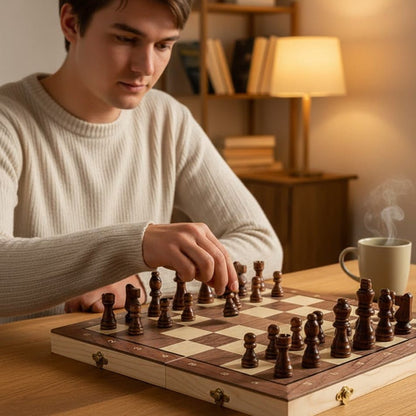 Magnetica | Compact Portable Magnetic Wooden Chess Set 4