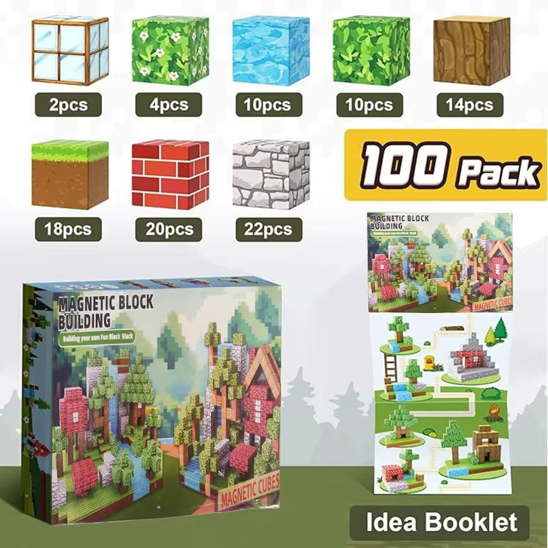 Fun Magnetic Building Blocks for Kids 100-Piece Set