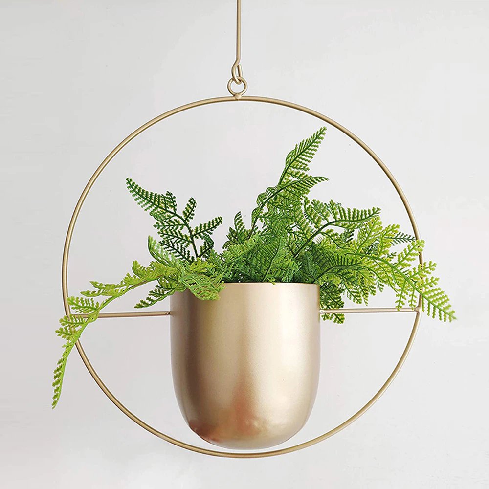 Stylish Metal Hanging Planter with Chain - Fesara