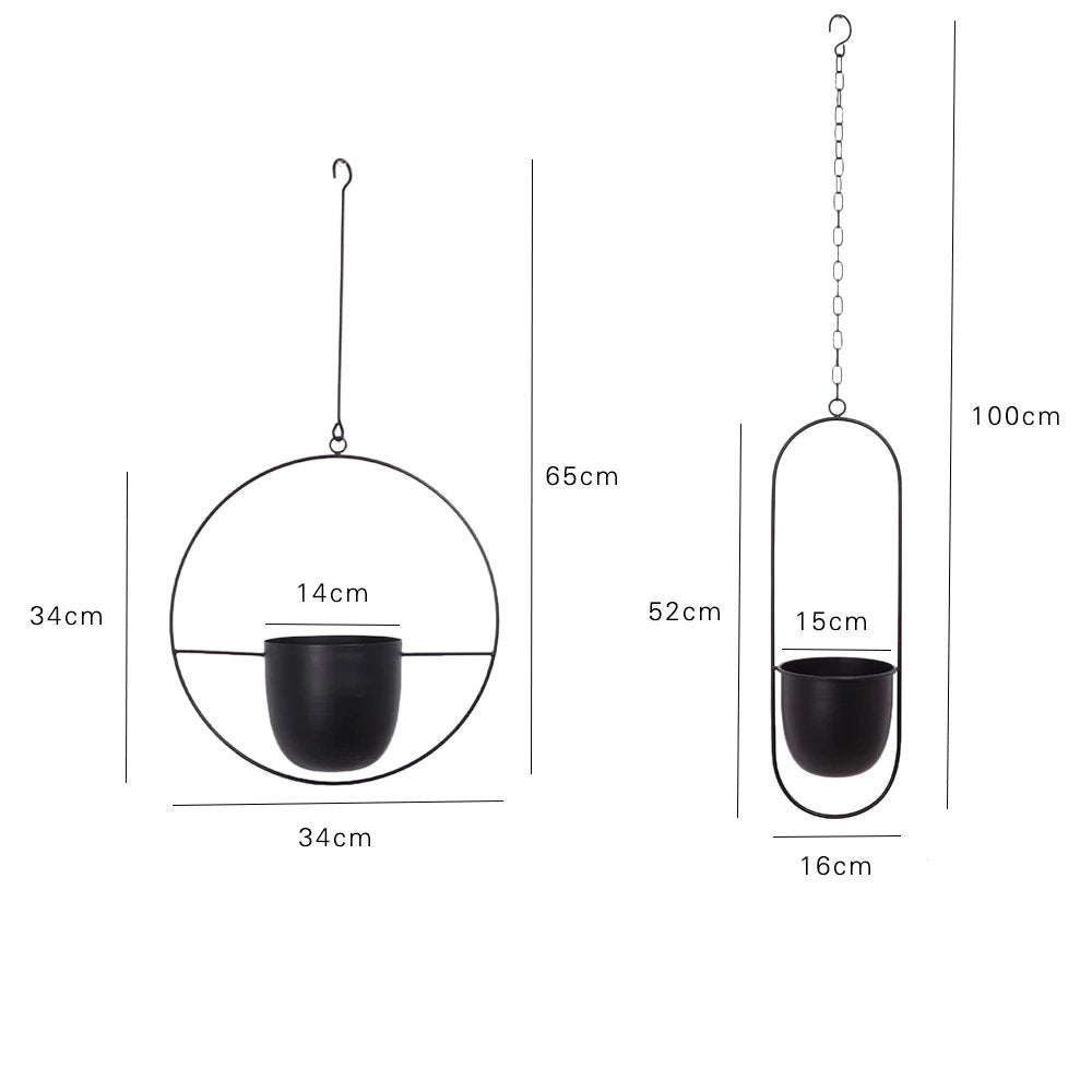 Stylish Metal Hanging Planter with Chain