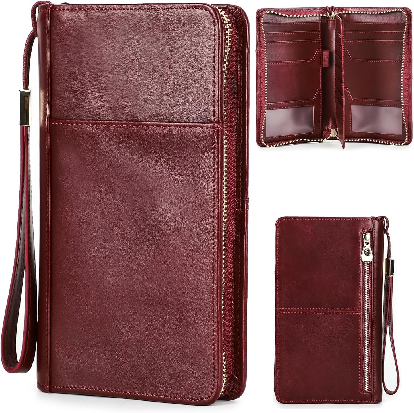 Premium Leather Passport Wallet RFID Protected
