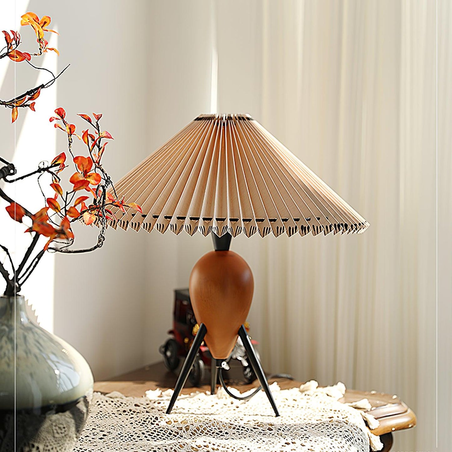 Stylish Floor Lamp with Linen Shade and LED Light