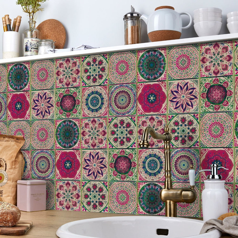Chic 24-Piece Wall Mural Tile Set | Removable Vinyl Stickers - Fesara