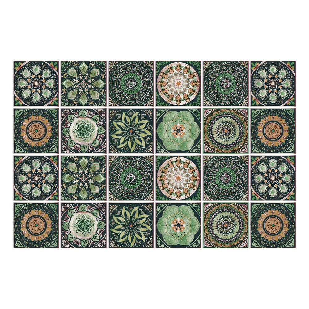 Chic 24-Piece Wall Mural Tile Set | Removable Vinyl Stickers