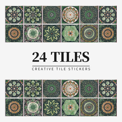 Chic 24-Piece Wall Mural Tile Set | Removable Vinyl Stickers