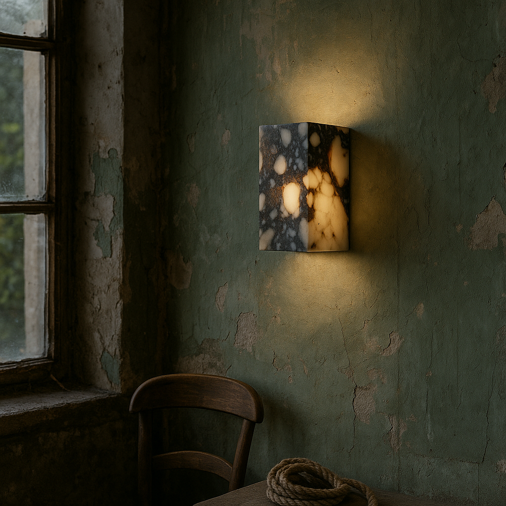 Marble cube wall lamp 2