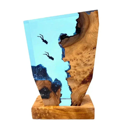 Coastal Ocean Diver Desk Lamp with Wood Base & Soft Glow