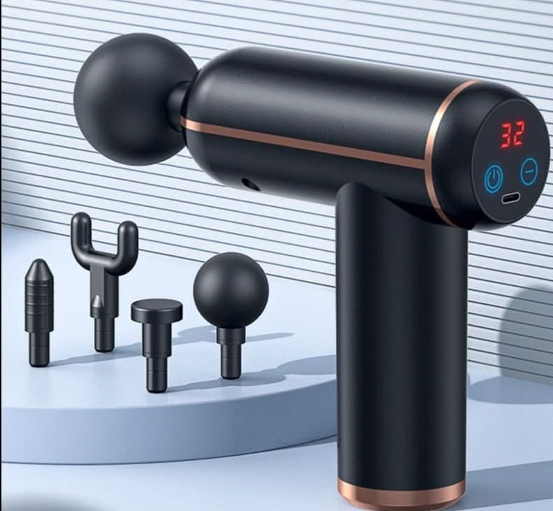 Compact Muscle Massager Gun with 4 Interchangeable Heads - Fesara
