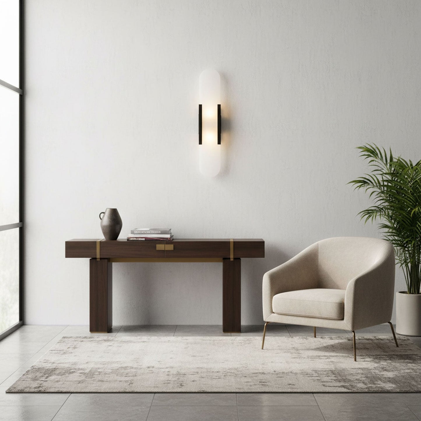 Classic White Marble LED Wall Light 2-Light Fixture