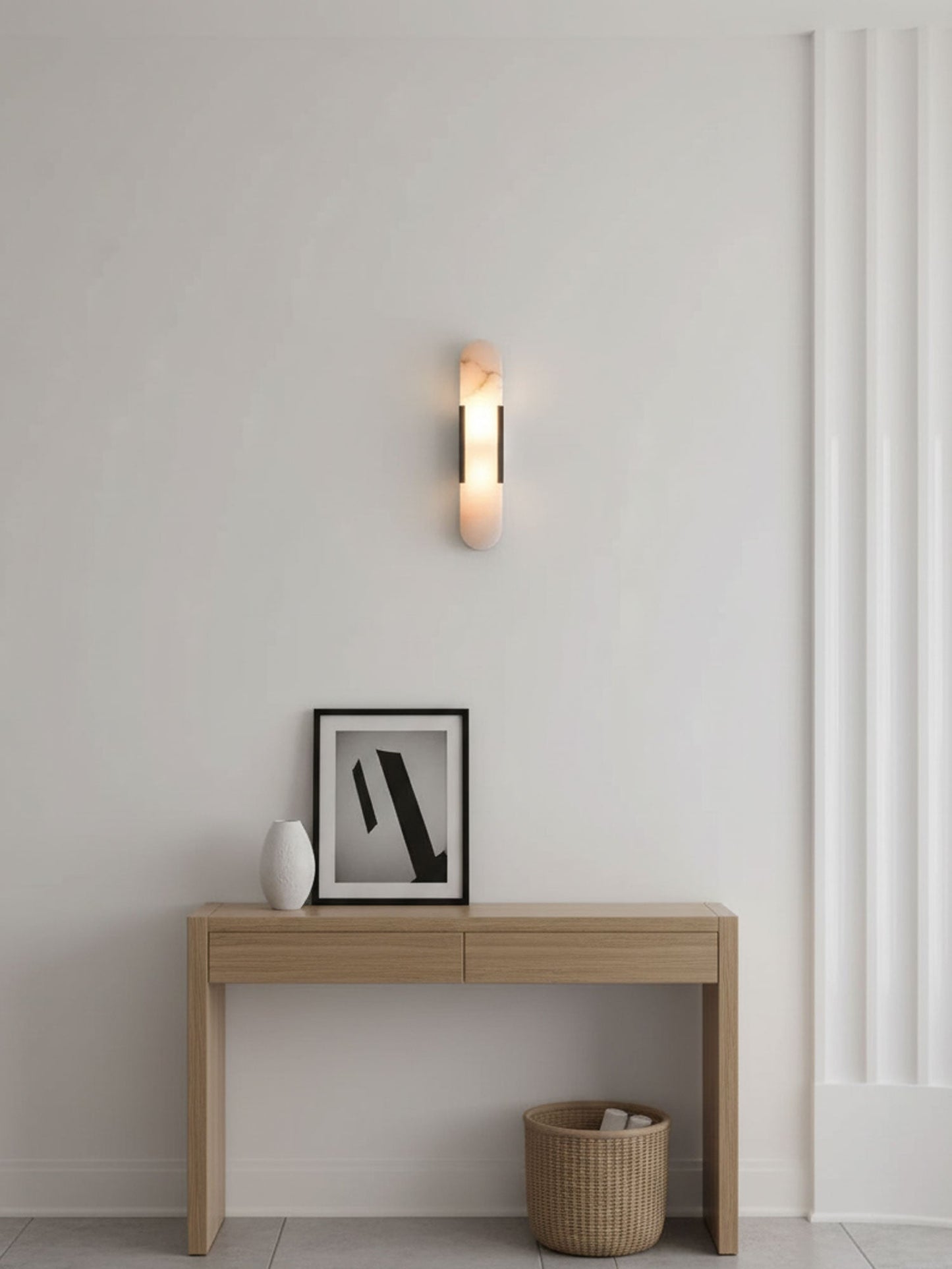 Classic White Marble LED Wall Light 2-Light Fixture