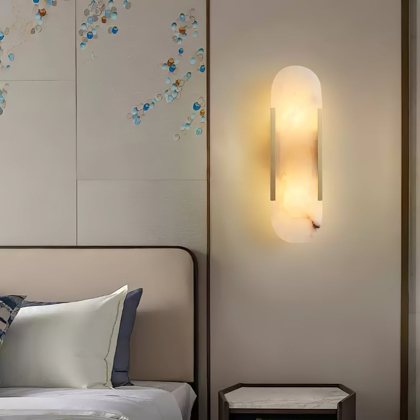Classic White Marble LED Wall Light 2-Light Fixture