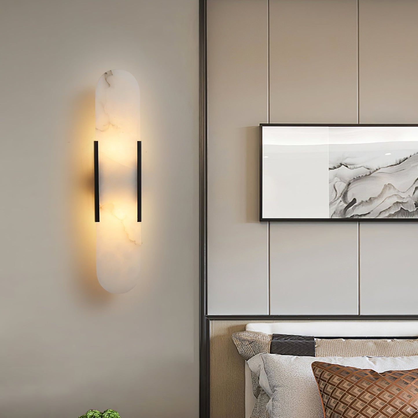 Classic White Marble LED Wall Light 2-Light Fixture