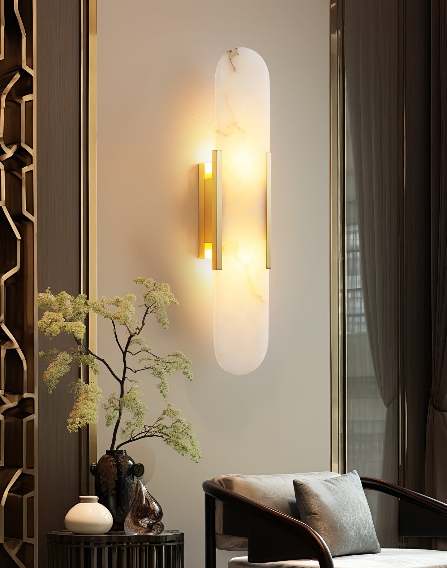Classic White Marble LED Wall Light 2-Light Fixture