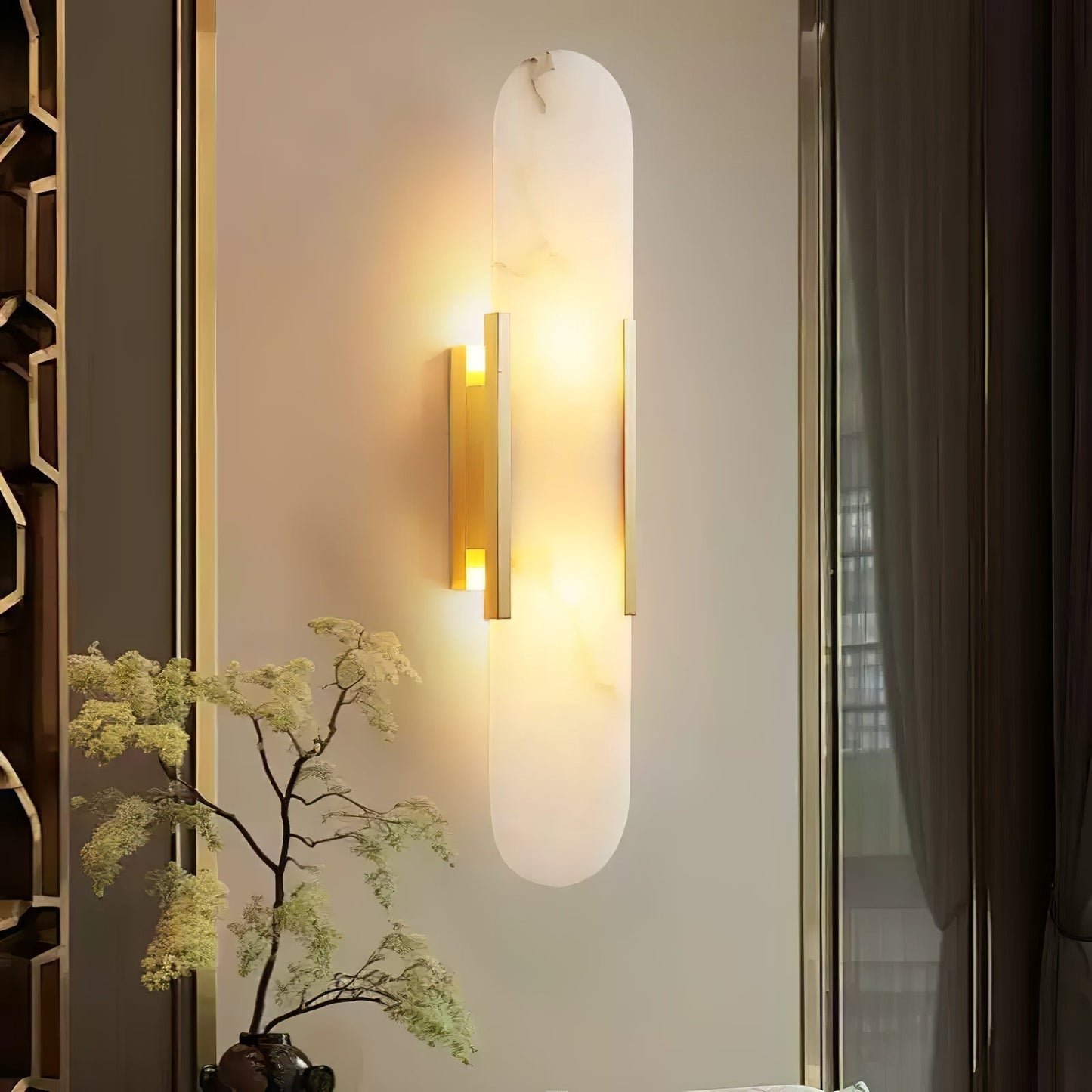 Classic White Marble LED Wall Light 2-Light Fixture