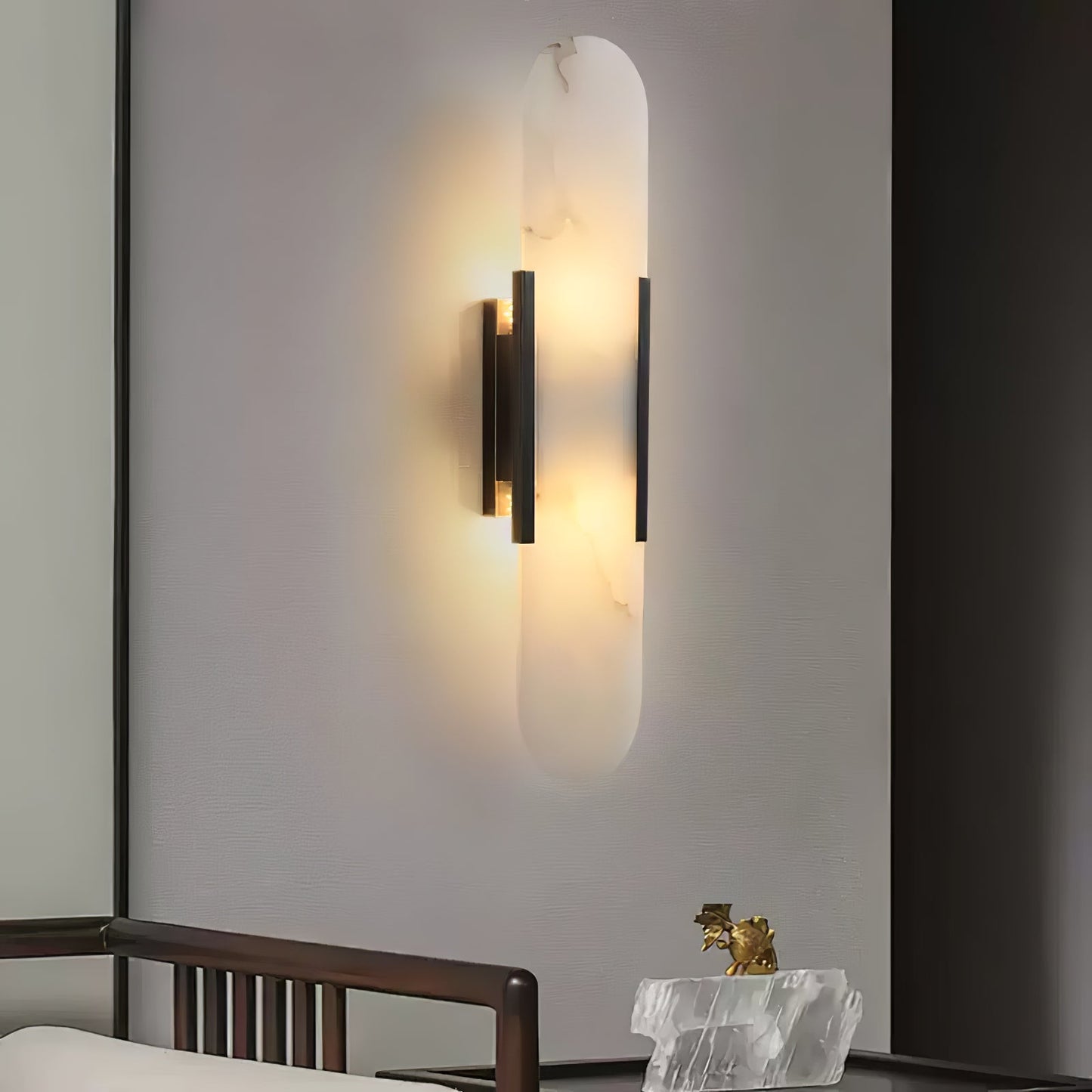 Classic White Marble LED Wall Light 2-Light Fixture