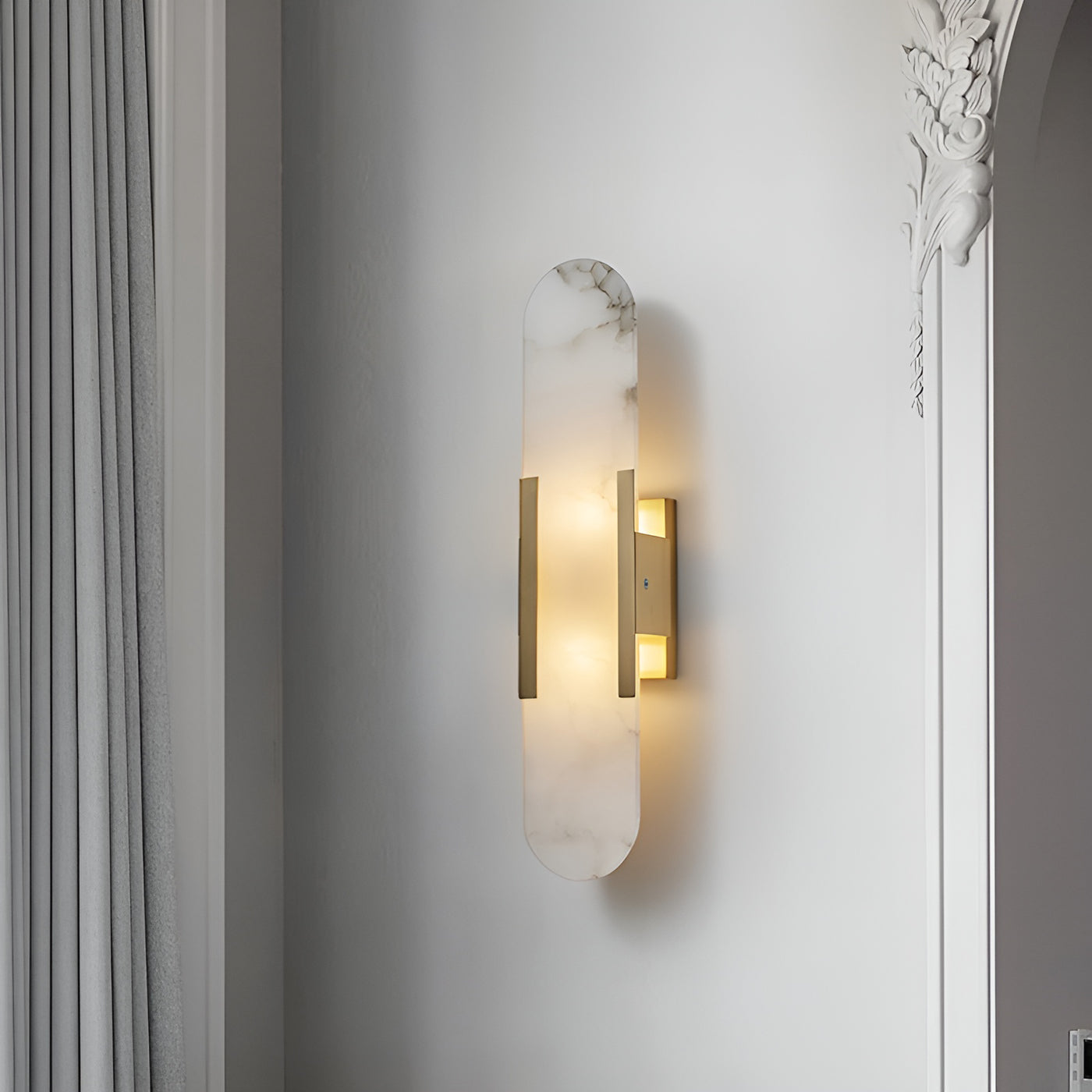 Classic White Marble LED Wall Light 2-Light Fixture