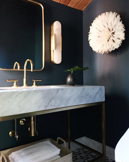 Classic White Marble LED Wall Light 2-Light Fixture