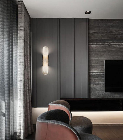 Classic White Marble LED Wall Light 2-Light Fixture