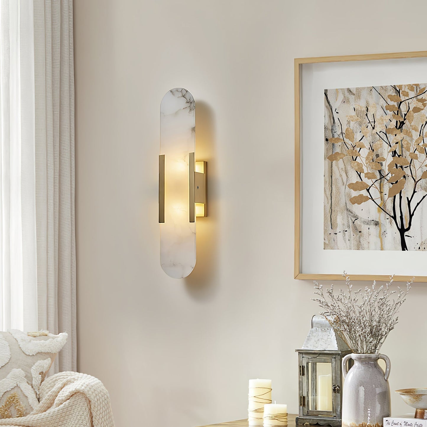 Classic White Marble LED Wall Light 2-Light Fixture