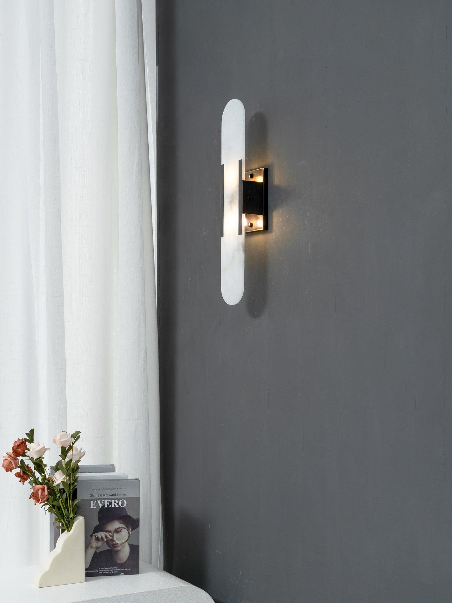 Classic White Marble LED Wall Light 2-Light Fixture