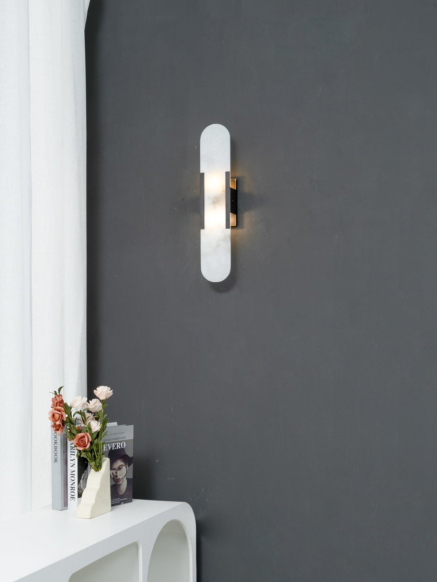 Classic White Marble LED Wall Light 2-Light Fixture
