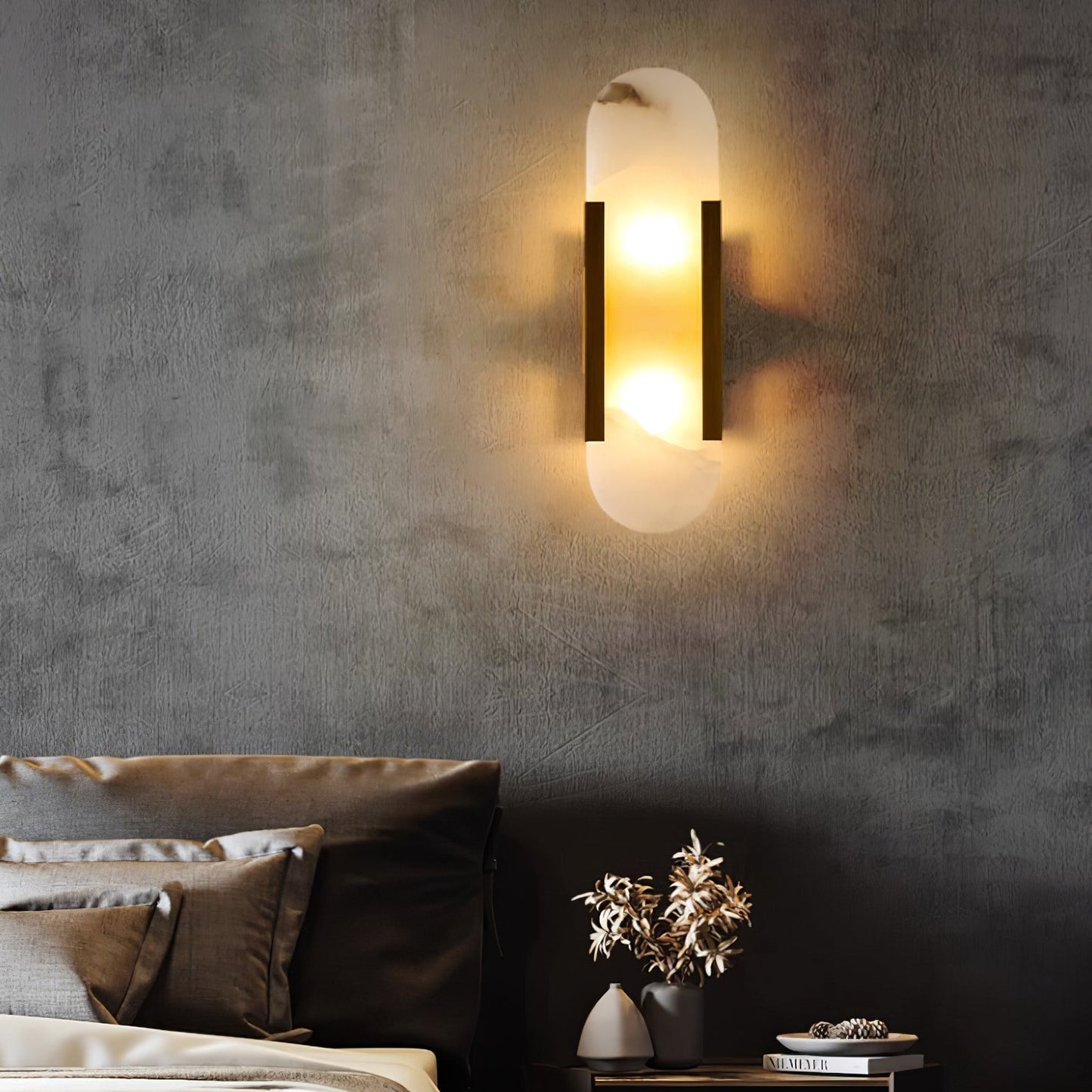 Classic White Marble LED Wall Light 2-Light Fixture
