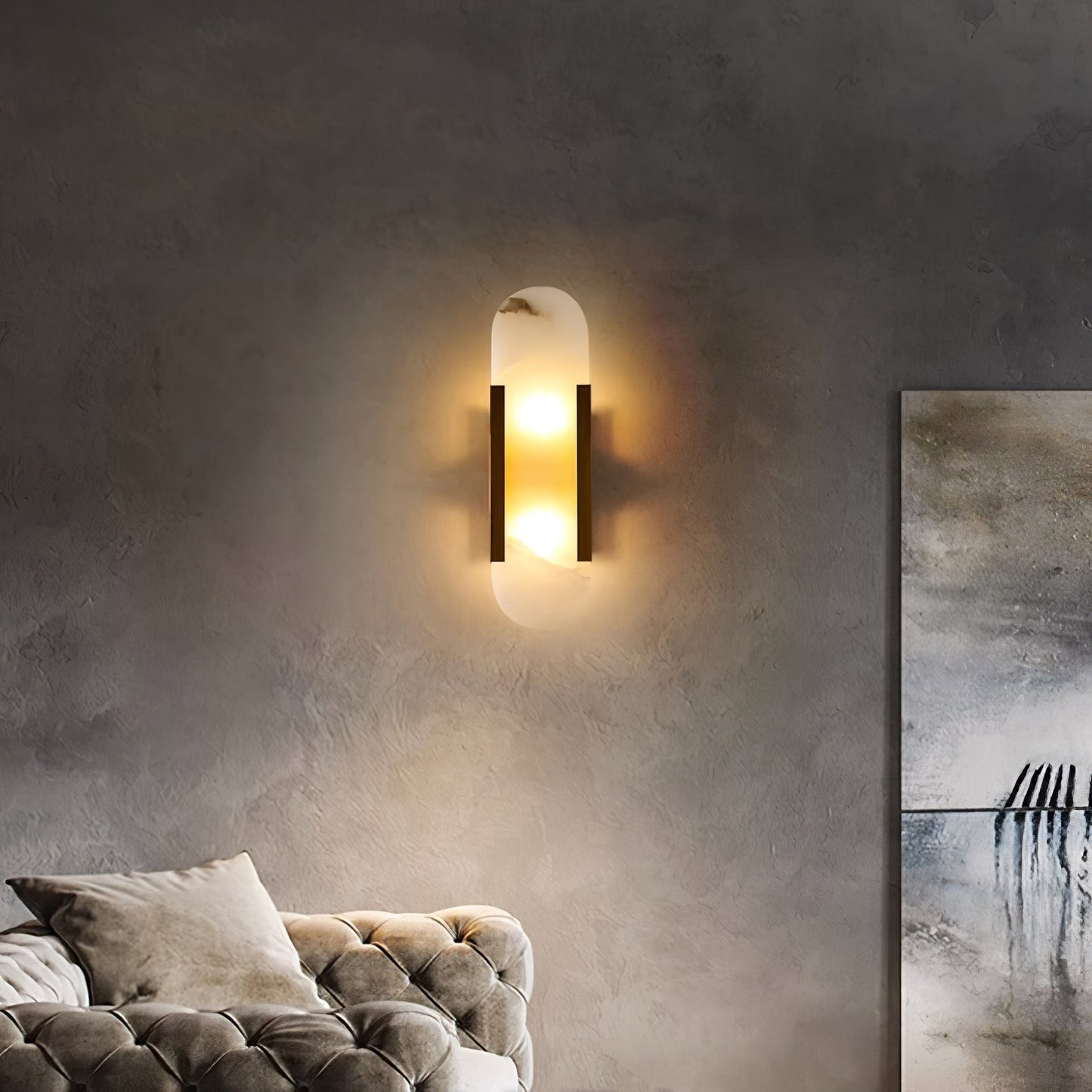 Classic White Marble LED Wall Light 2-Light Fixture