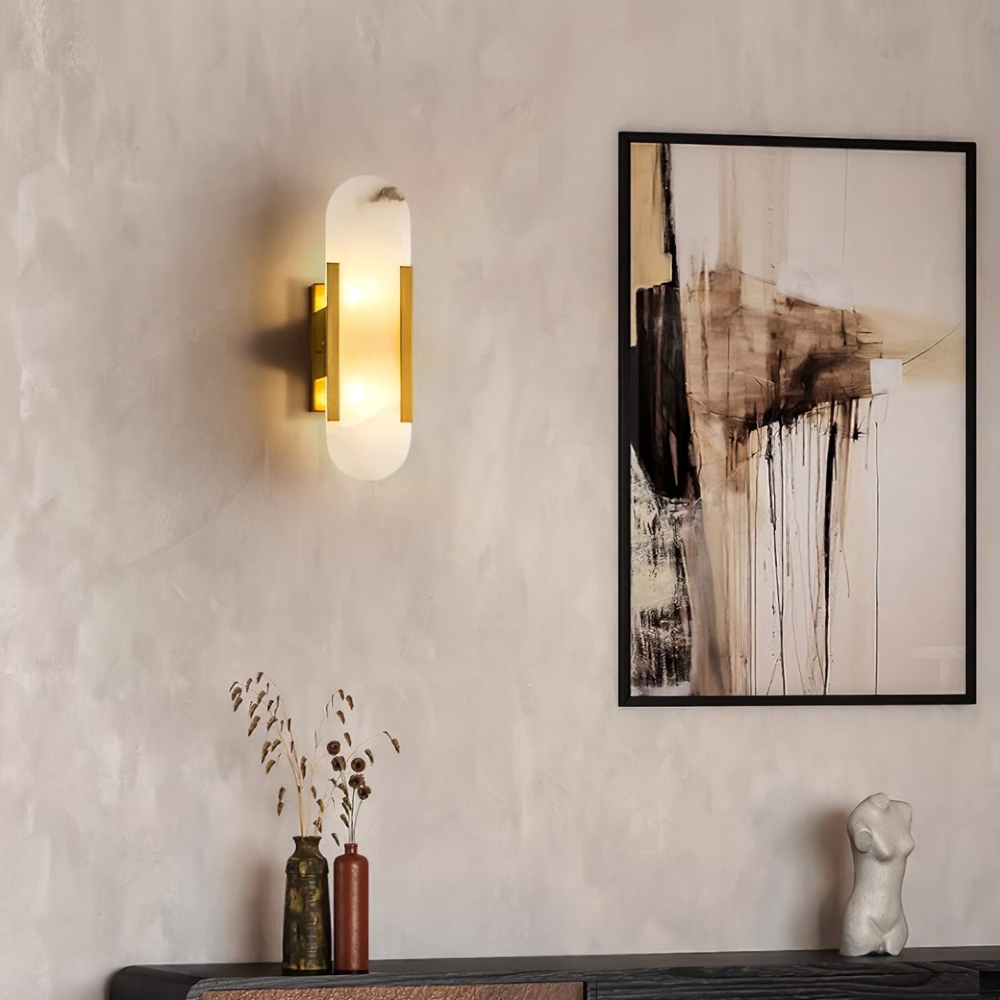 Classic White Marble LED Wall Light 2-Light Fixture