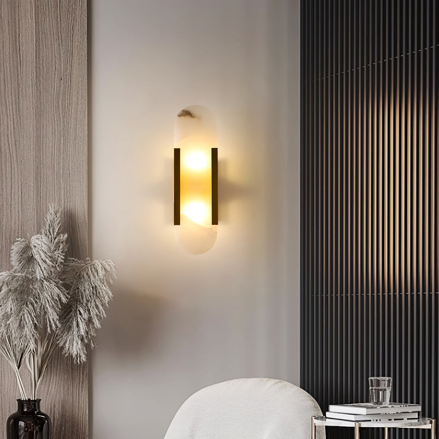 Classic White Marble LED Wall Light 2-Light Fixture