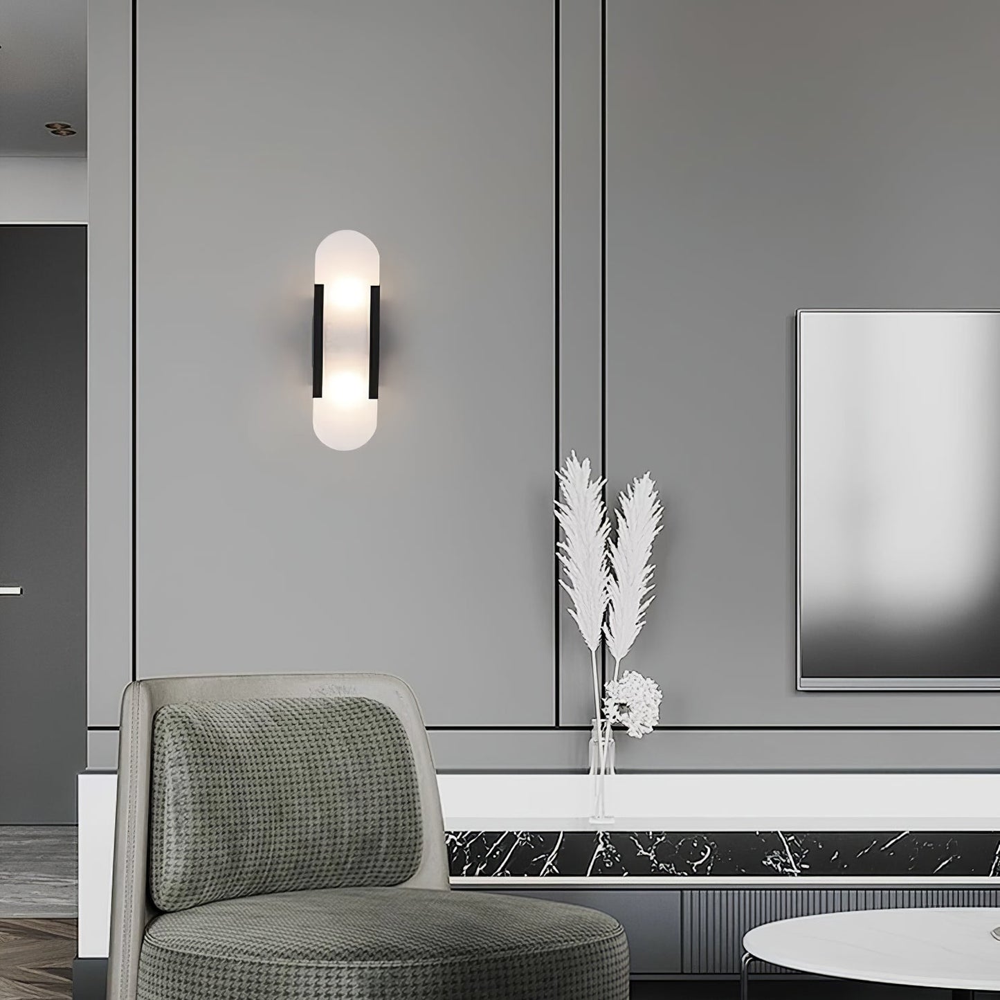 Classic White Marble LED Wall Light 2-Light Fixture