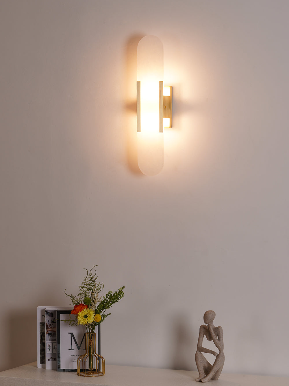 Classic White Marble LED Wall Light 2-Light Fixture
