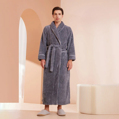 Soft Plush Robe with Hood - Warm Fleece Bathrobe for Women
