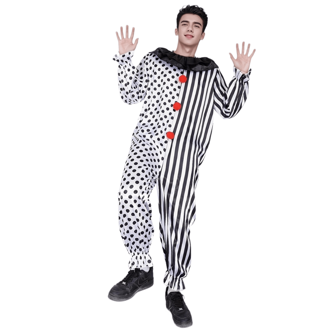 Men's Humorous Clown Halloween Jumpsuit Costume - Fesara