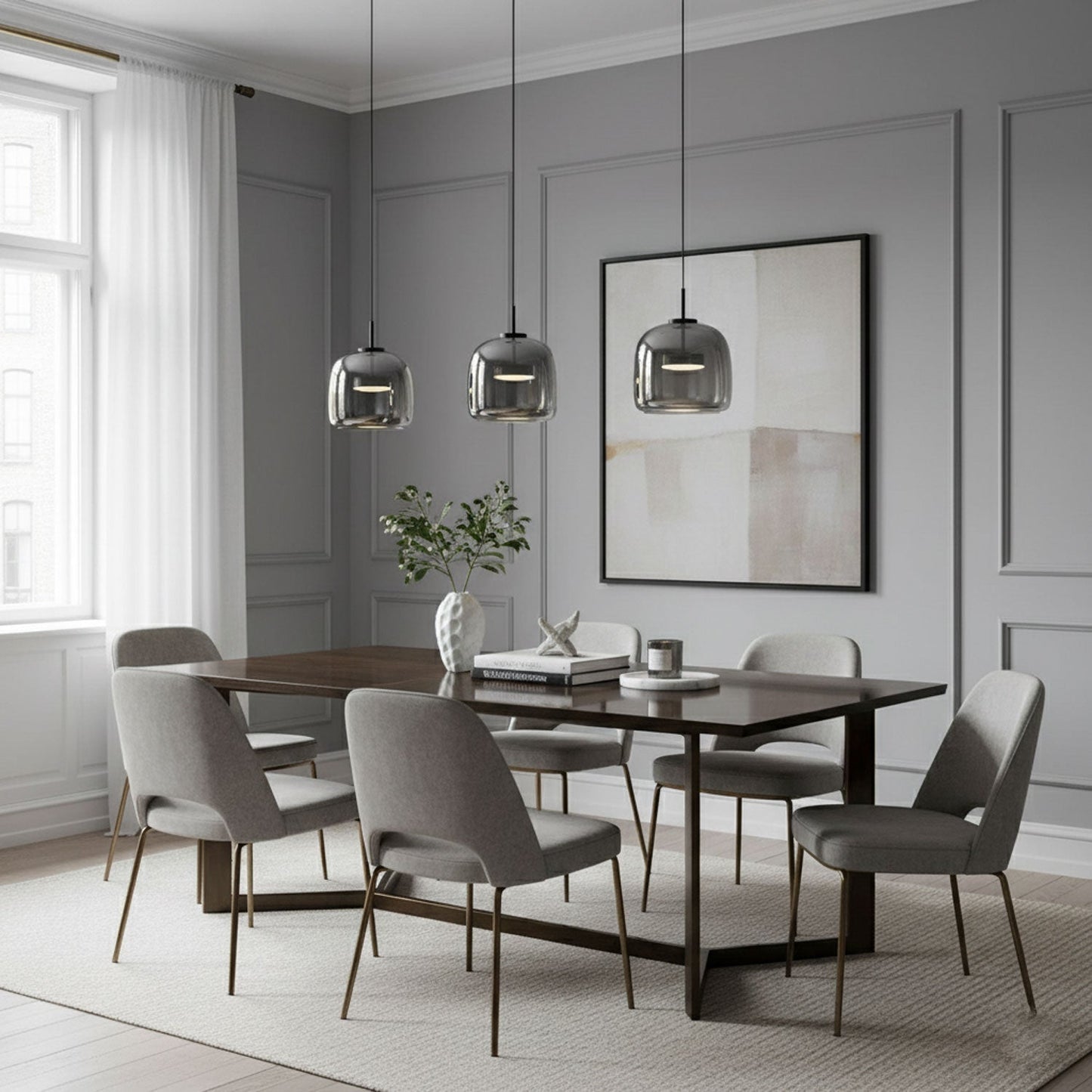 Sleek Black Glass Pendant Light Fixture 1-Light