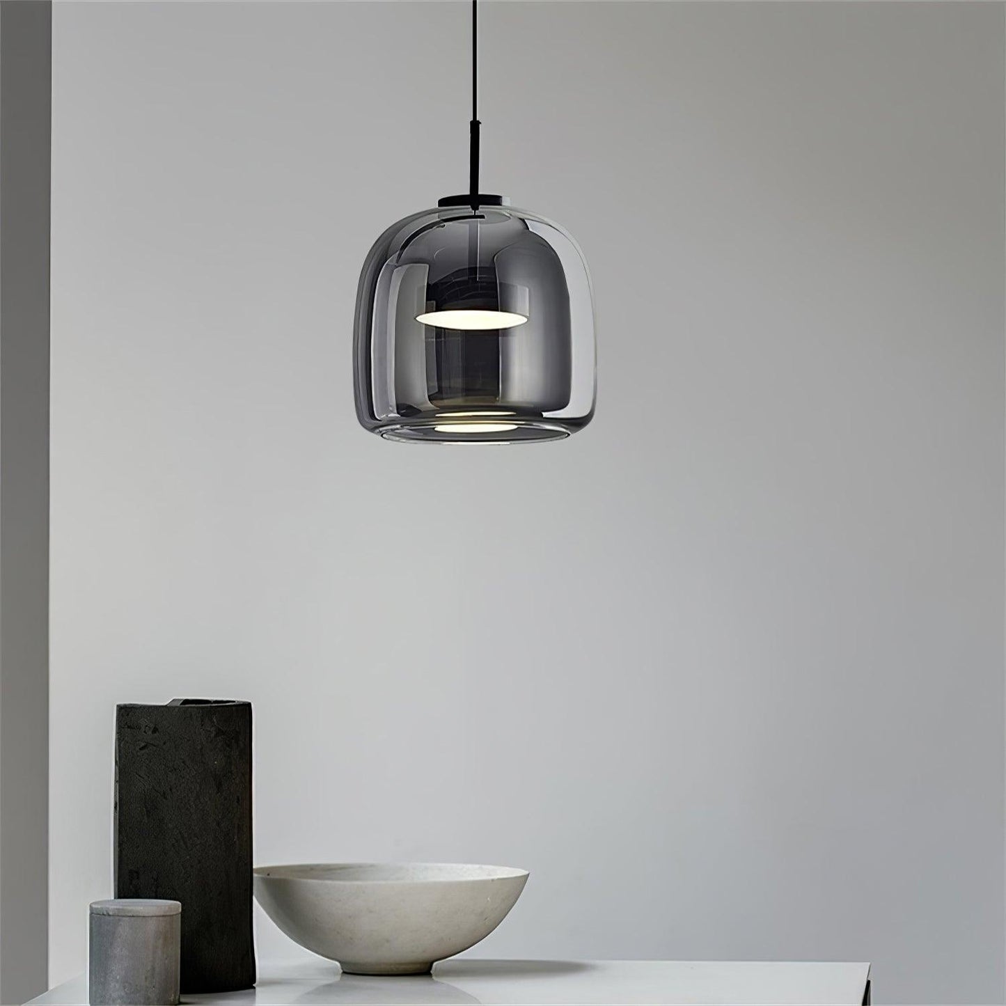 Sleek Black Glass Pendant Light Fixture 1-Light