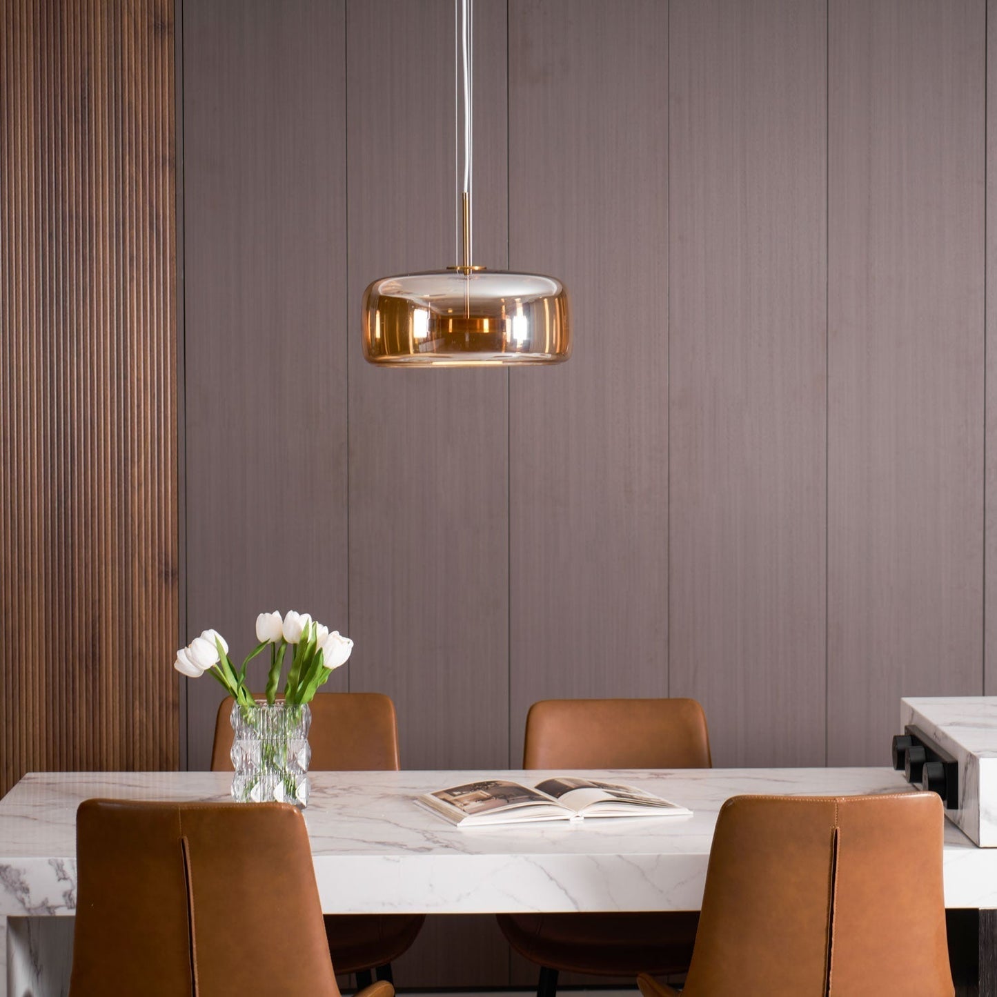 Sleek Black Glass Pendant Light Fixture 1-Light