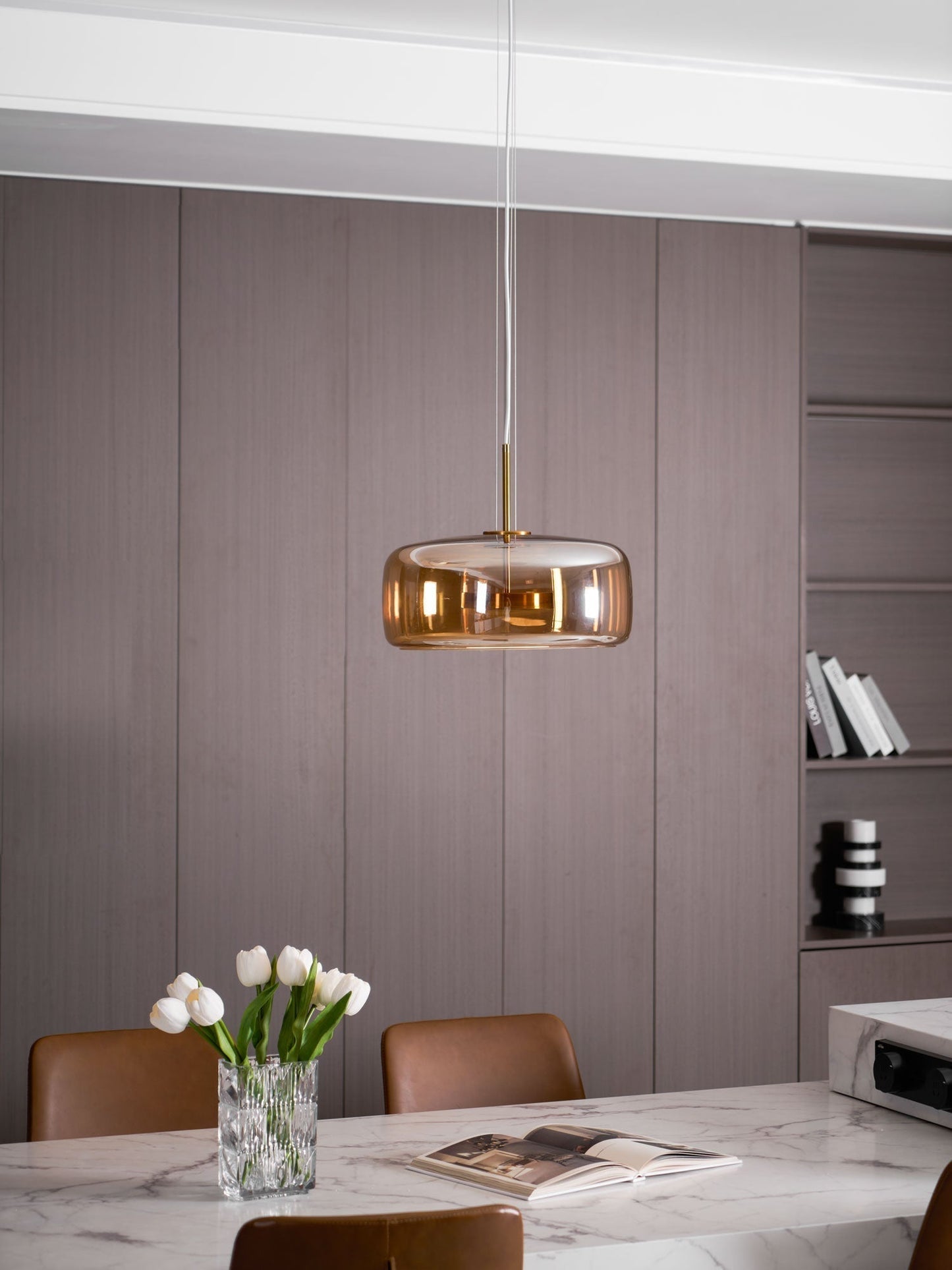Sleek Black Glass Pendant Light Fixture 1-Light