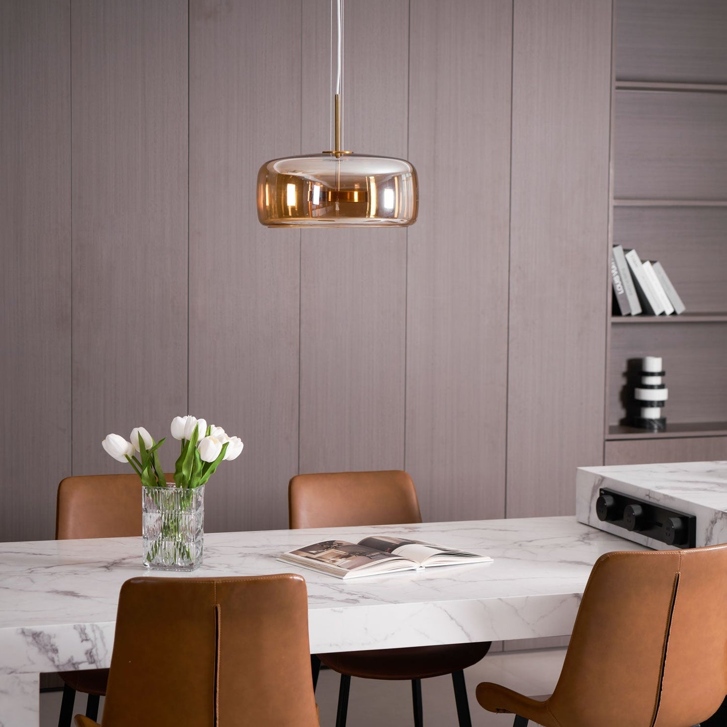 Sleek Black Glass Pendant Light Fixture 1-Light
