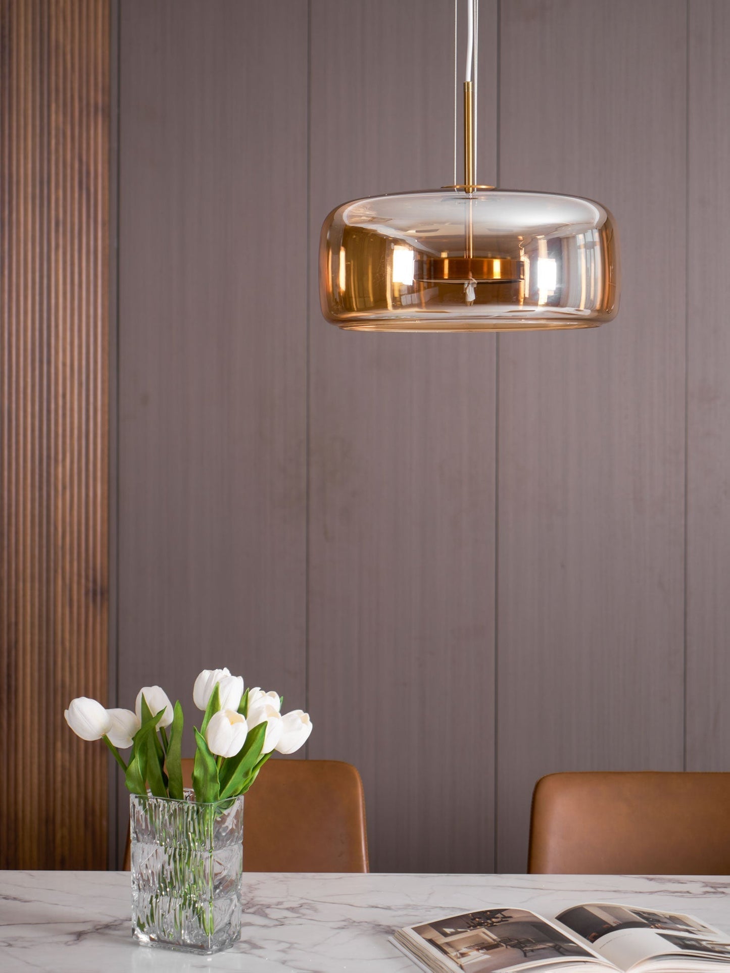 Sleek Black Glass Pendant Light Fixture 1-Light