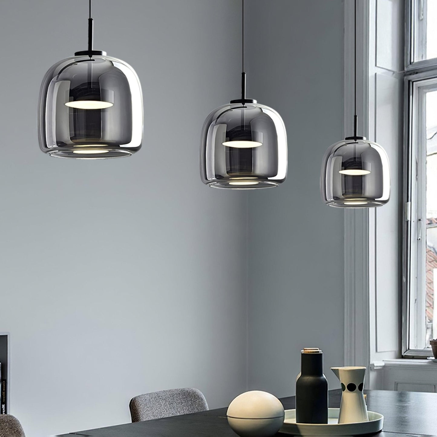 Sleek Black Glass Pendant Light Fixture 1-Light