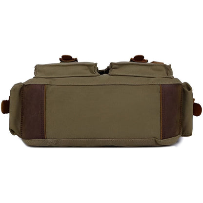 Retro Canvas Crossbody Bag for Men with Brown Leather Trim