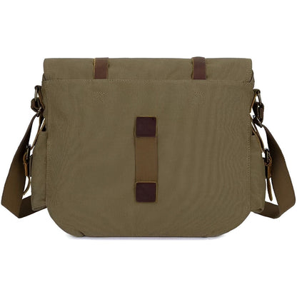 Retro Canvas Crossbody Bag for Men with Brown Leather Trim