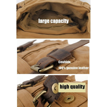 Retro Canvas Crossbody Bag for Men with Brown Leather Trim