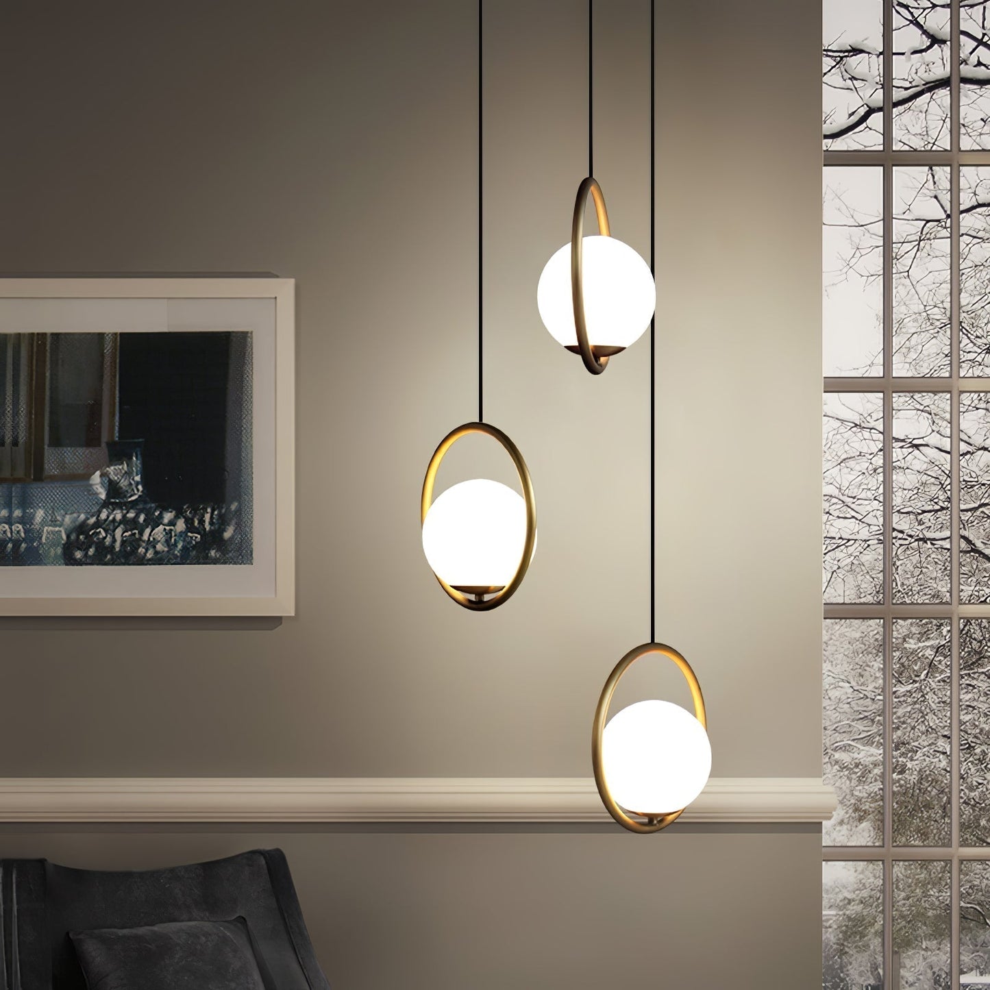 Sleek Brass Glass Pendant Ceiling Light Fixtures