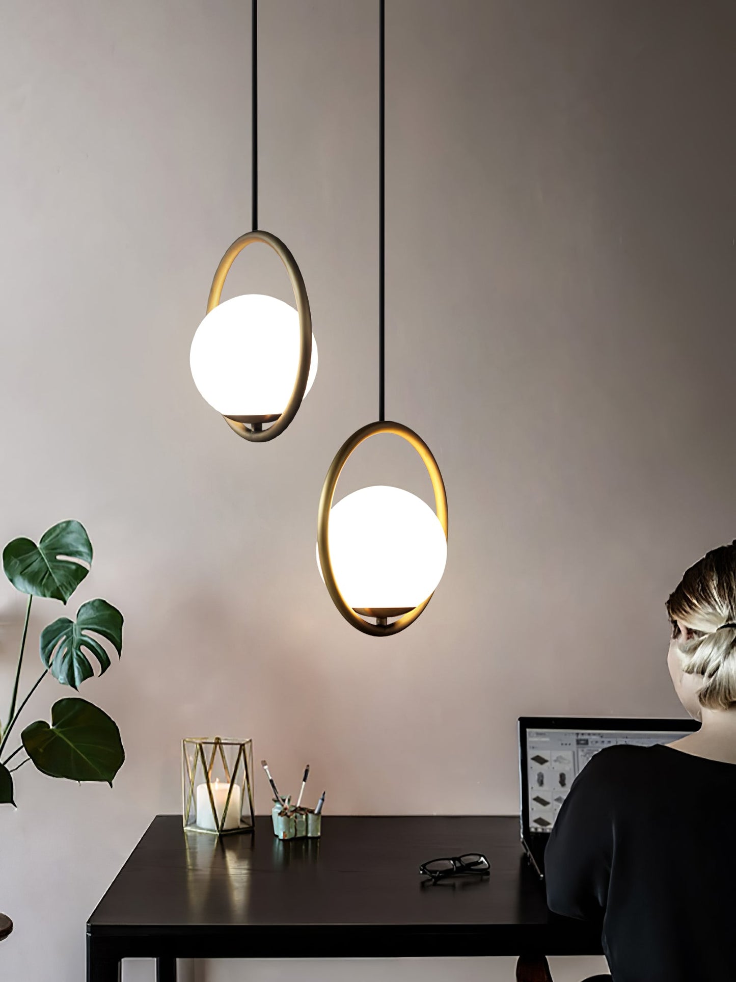 Sleek Brass Glass Pendant Ceiling Light Fixtures