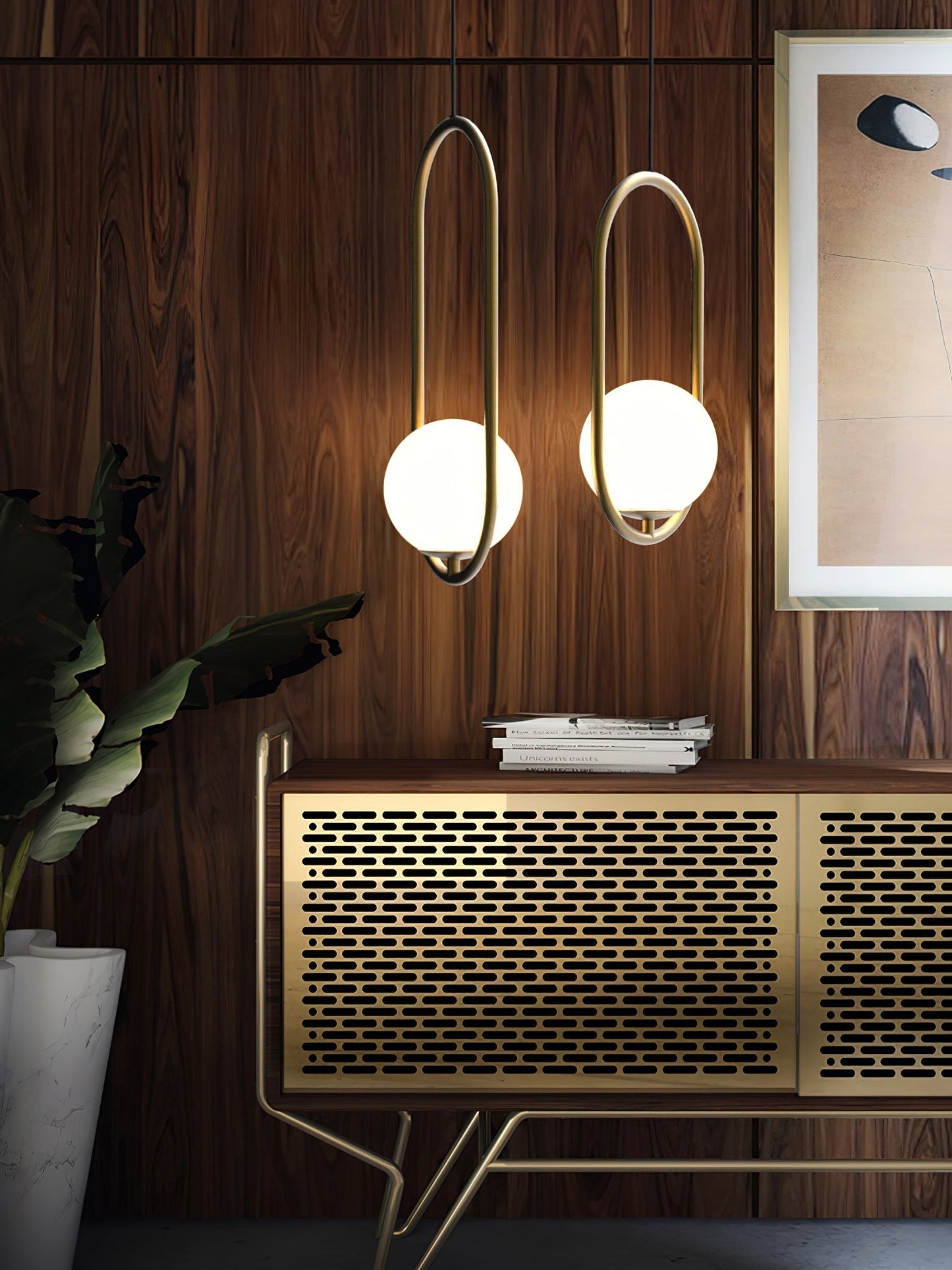 Sleek Brass Glass Pendant Ceiling Light Fixtures
