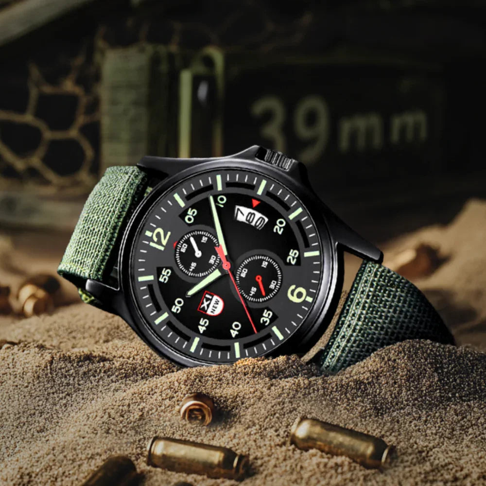 Rugged Mens Quartz Watch – Durable Sport Nylon Strap Watch