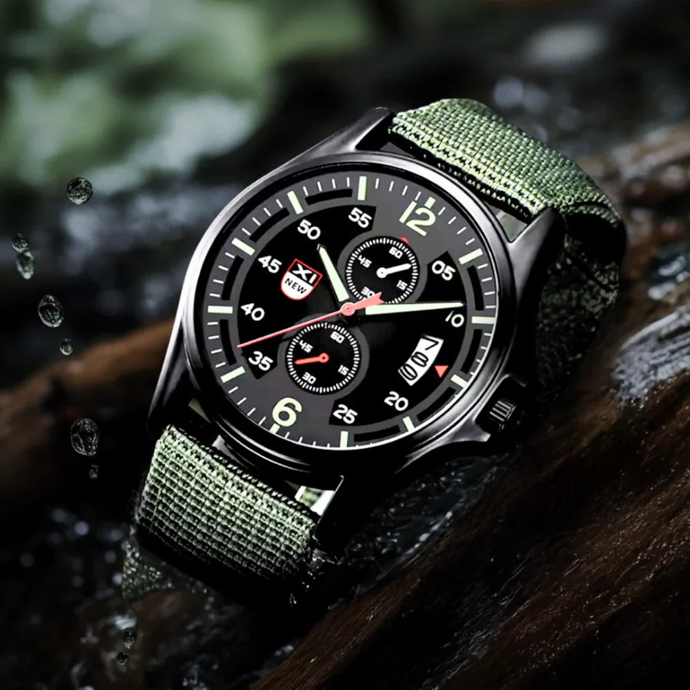 Rugged Mens Quartz Watch – Durable Sport Nylon Strap Watch